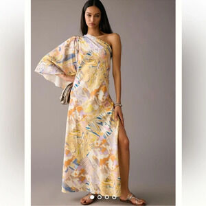 Anthropologie x Mandira Wirk One-Shoulder Printed Maxi Dress Size XSP